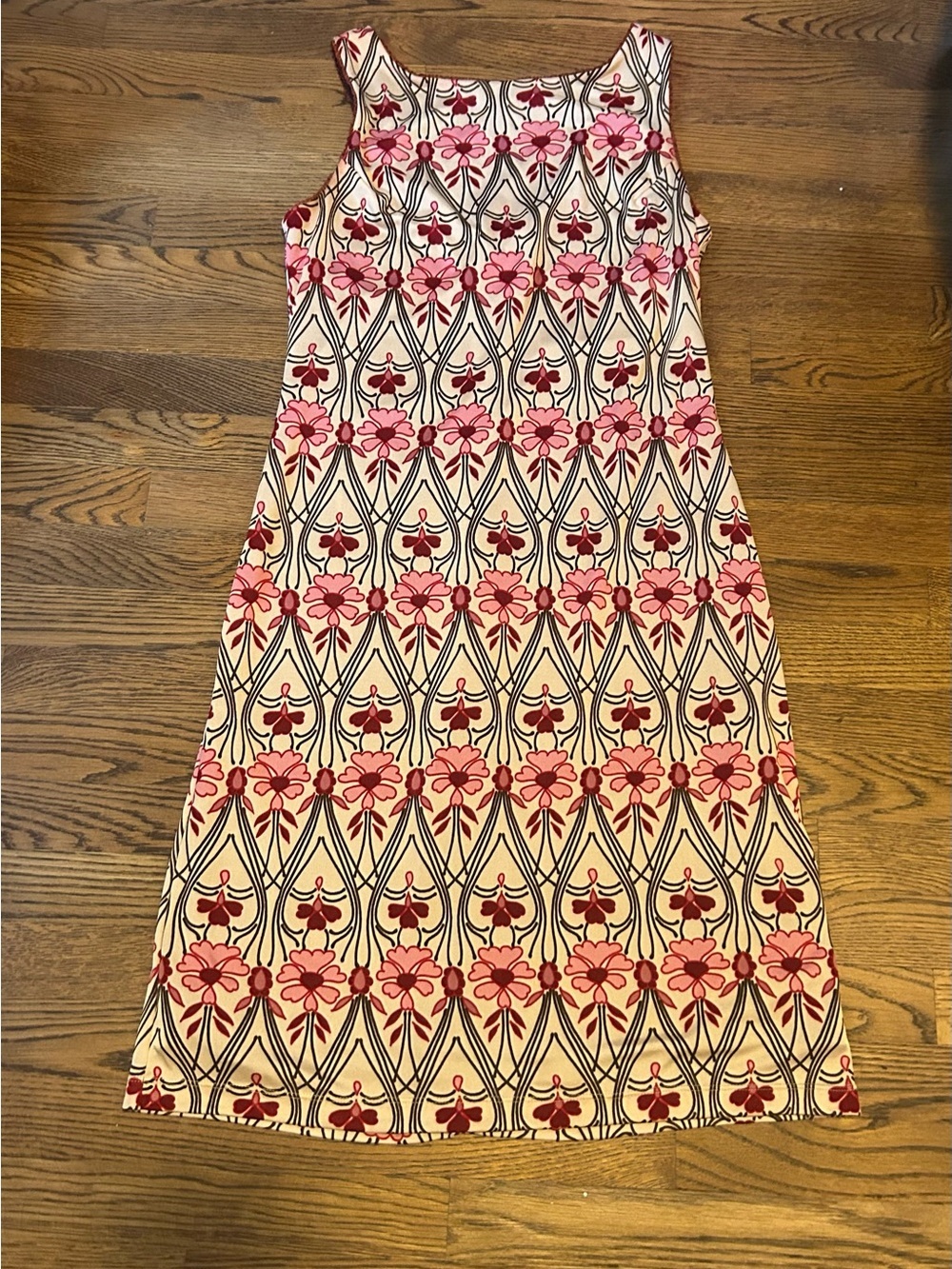 Sleeveless Pink Floral Midi Dress with Cream Base reversible